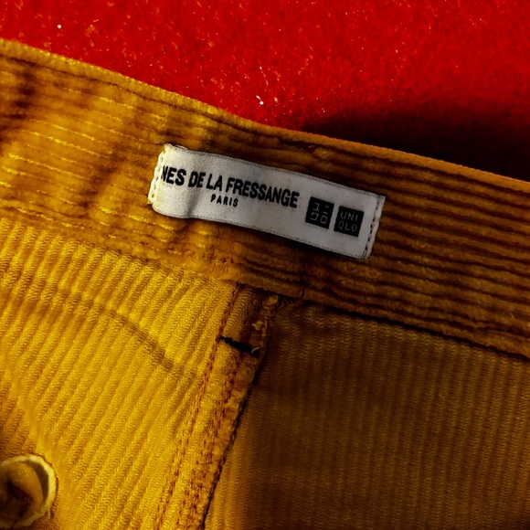 Ines de la Fressange Uniqlo colab light yellow corduroy wide leg baggy pants NWT - Picture 6 of 9